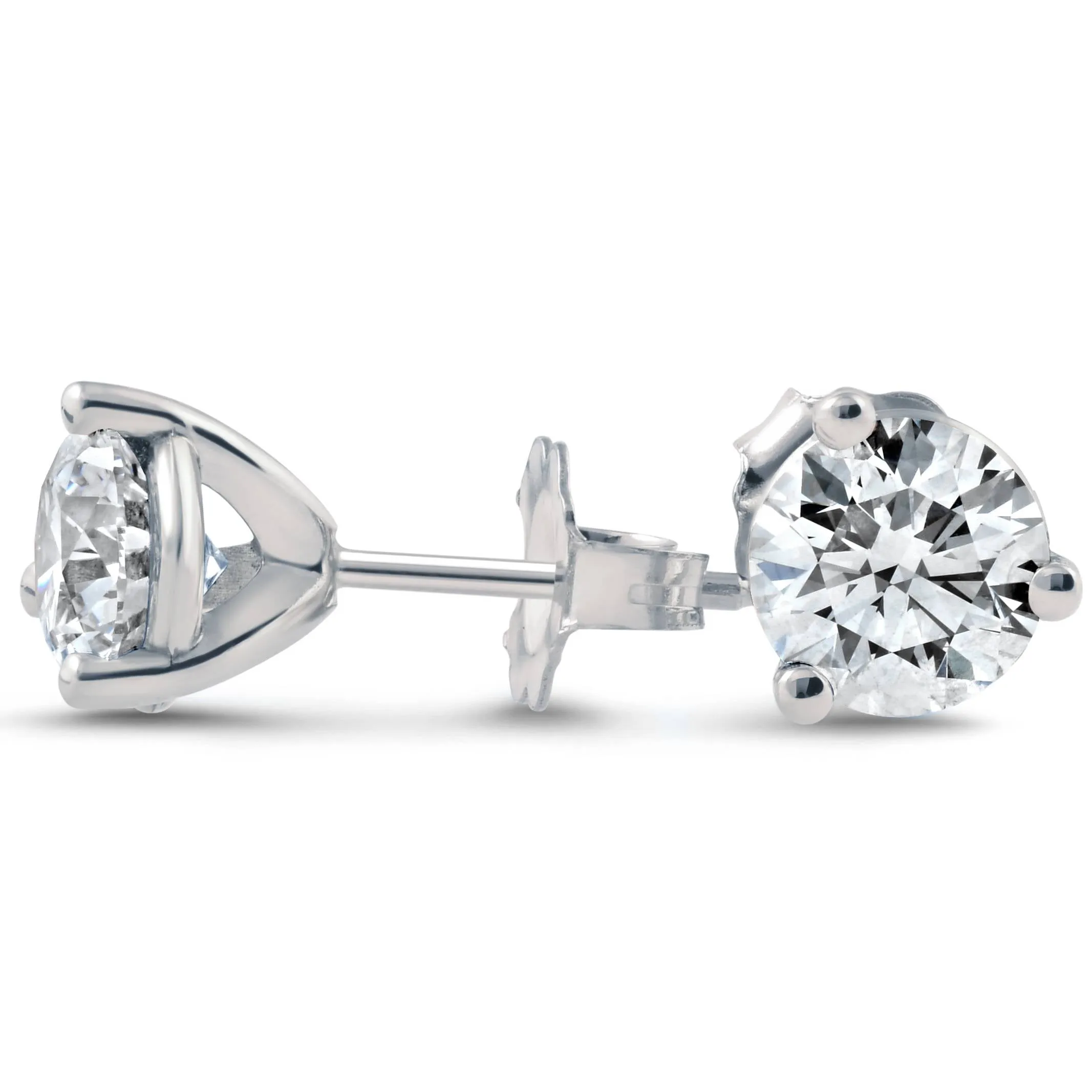 1 ct Round Diamond Studs 14k White Gold Clarity Enhanced