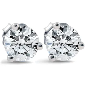 1 ct Round Diamond Studs 14k White Gold Clarity Enhanced