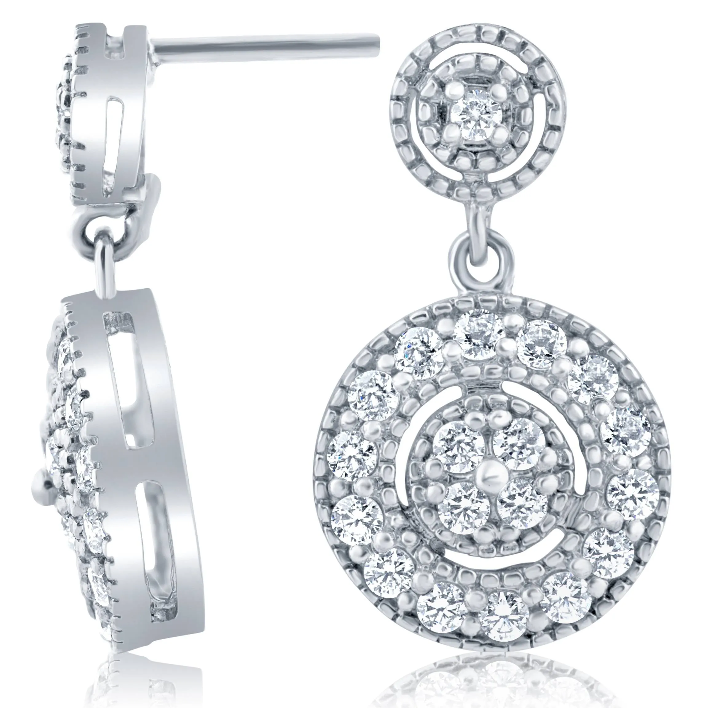 1/2ct Diamond Dangle Earrings 10K White Gold