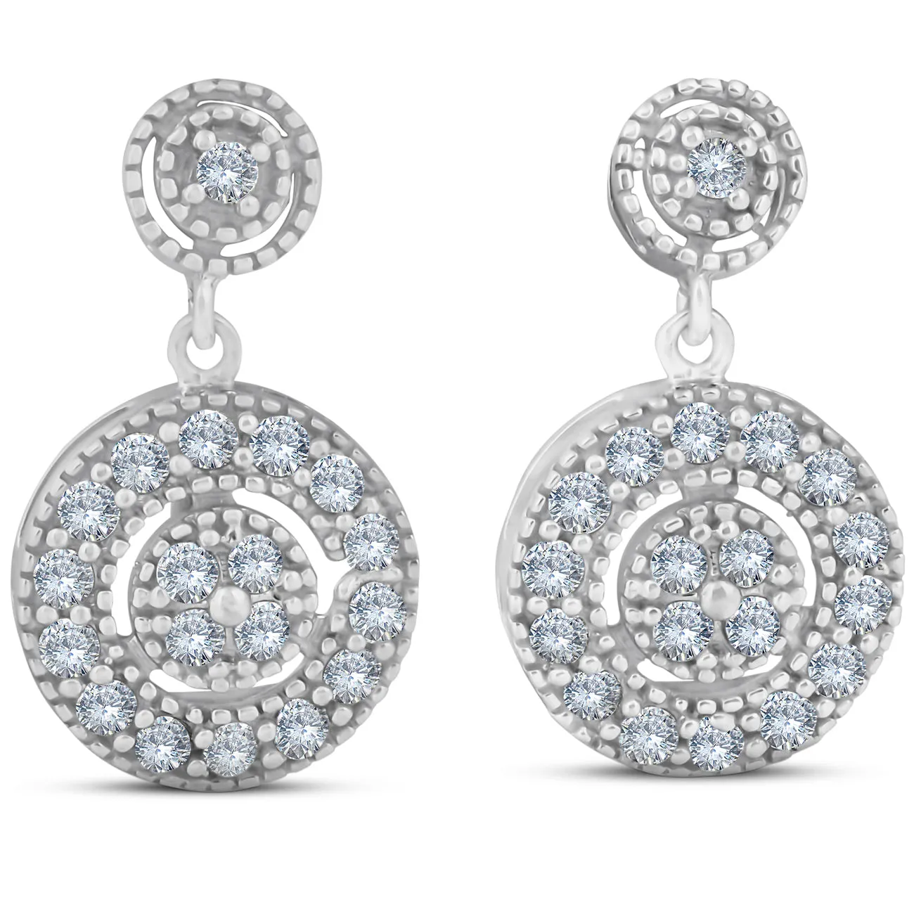 1/2ct Diamond Dangle Earrings 10K White Gold