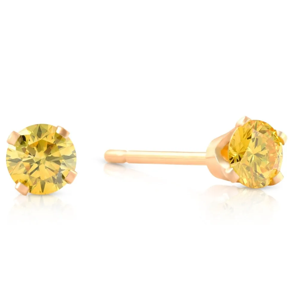 1/3 Ct T.W. Fancy Canary Yellow Lab Diamond Studs 14K Yellow Gold Lab Grown