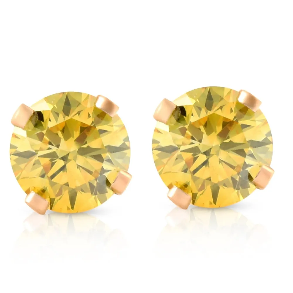 1/3 Ct T.W. Fancy Canary Yellow Lab Diamond Studs 14K Yellow Gold Lab Grown