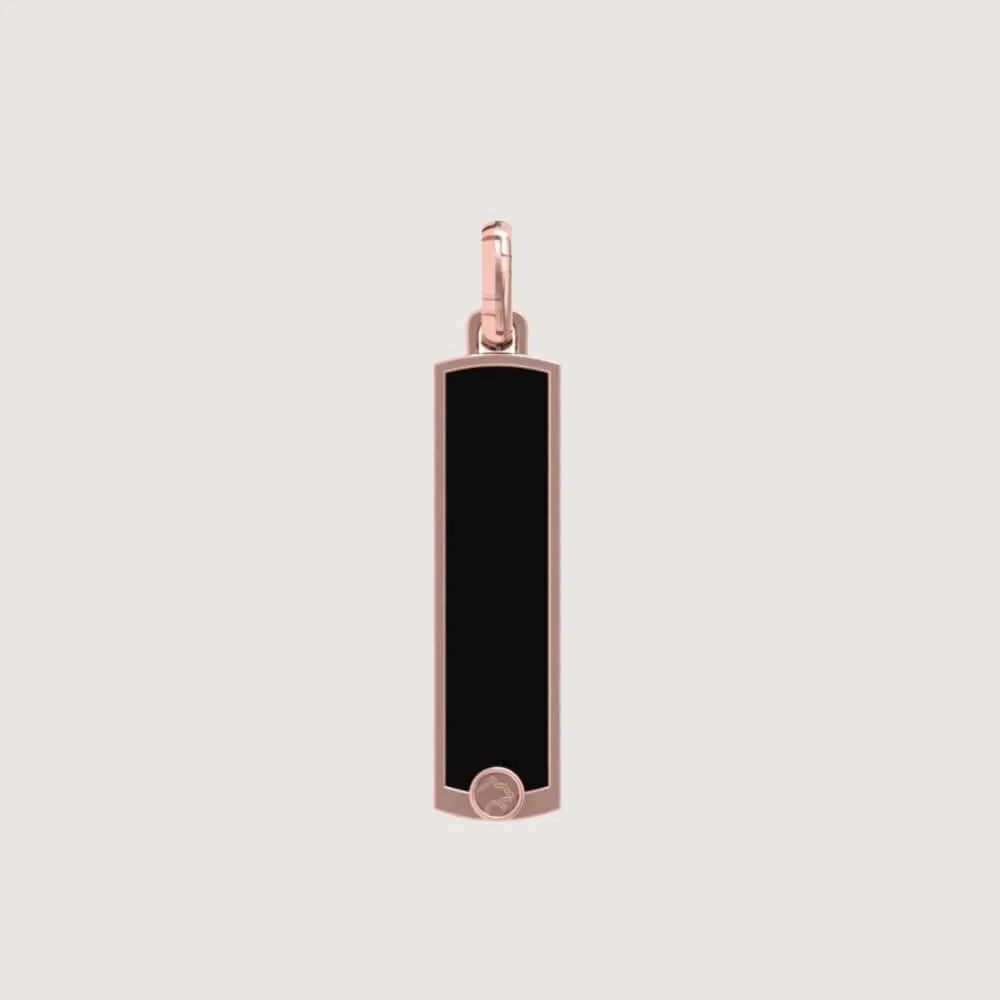 14k Gold Black Enamel Tag Pendant