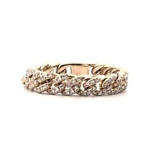 14K Gold Diamond Pave Chain Ring