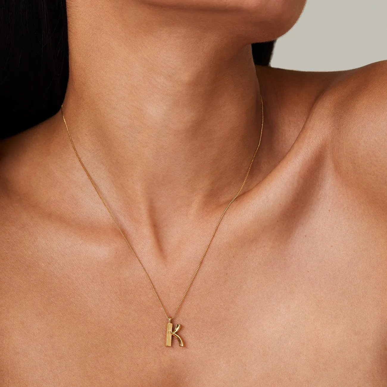 14k Gold Plated Monogram Necklace - K