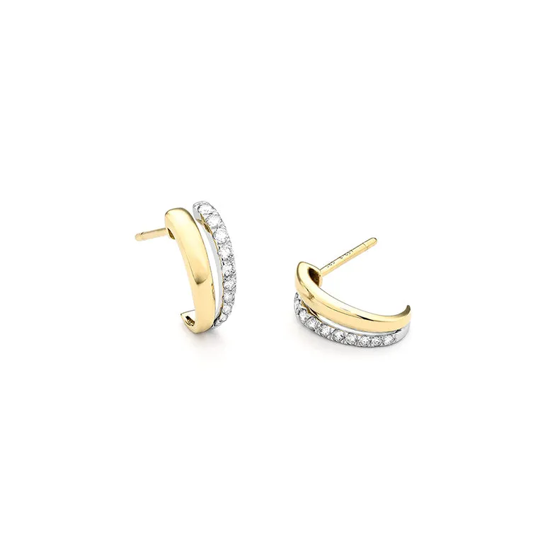 14k White & Yellow Gold Diamond Earrings