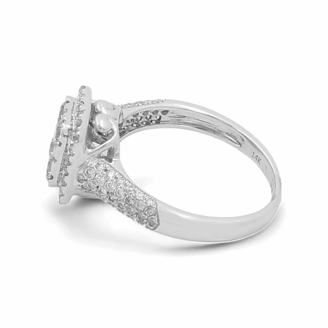 14K White Gold Bridal Woman's Ring with Diamonds