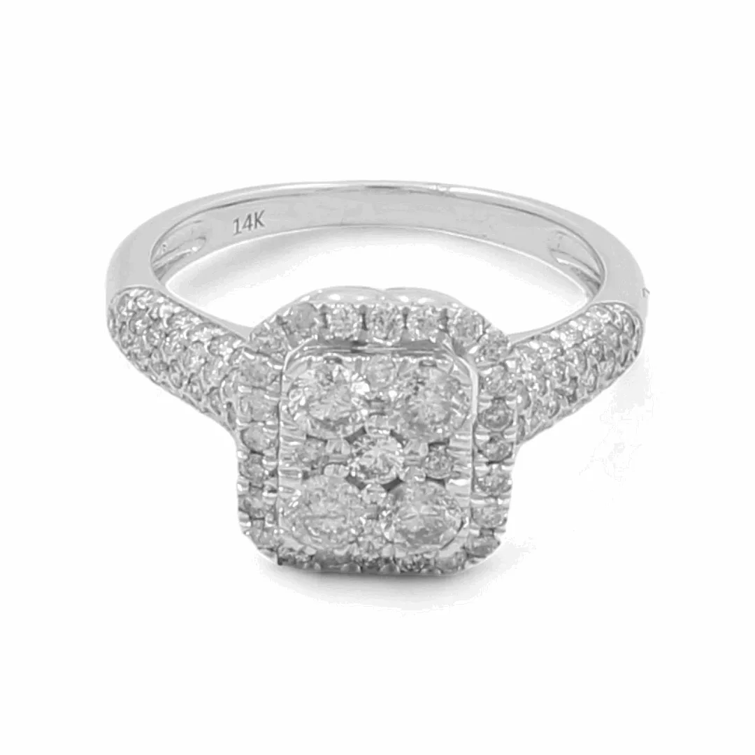 14K White Gold Bridal Woman's Ring with Diamonds