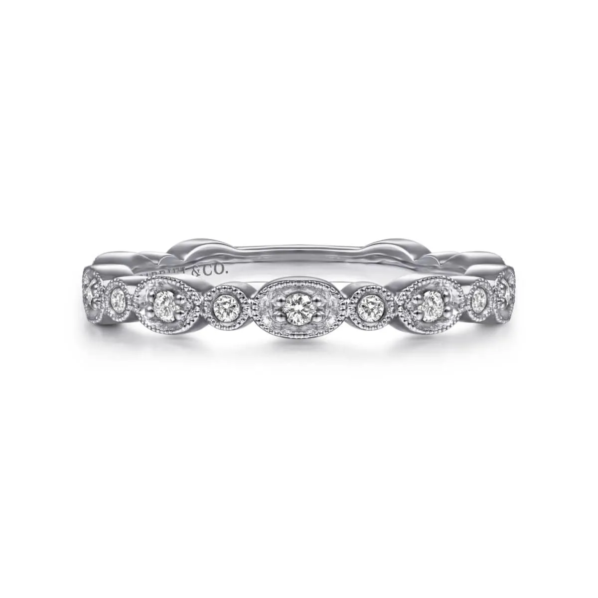 14K White Gold Graduating Station Diamond Stackable Ring - LR4750W45JJ