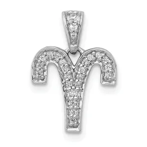 14k White Gold Polished Finish with Diamonds Aries Zodiac Charm Pendant