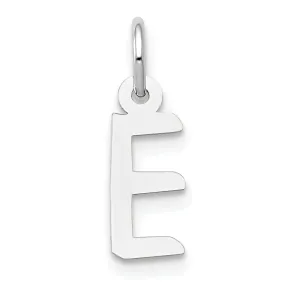 14k White Gold Small Slanted Block Letter E Initial Pendant