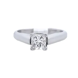 14K White Princess Diamond 0.75Ct Solitaire Engagement Ring