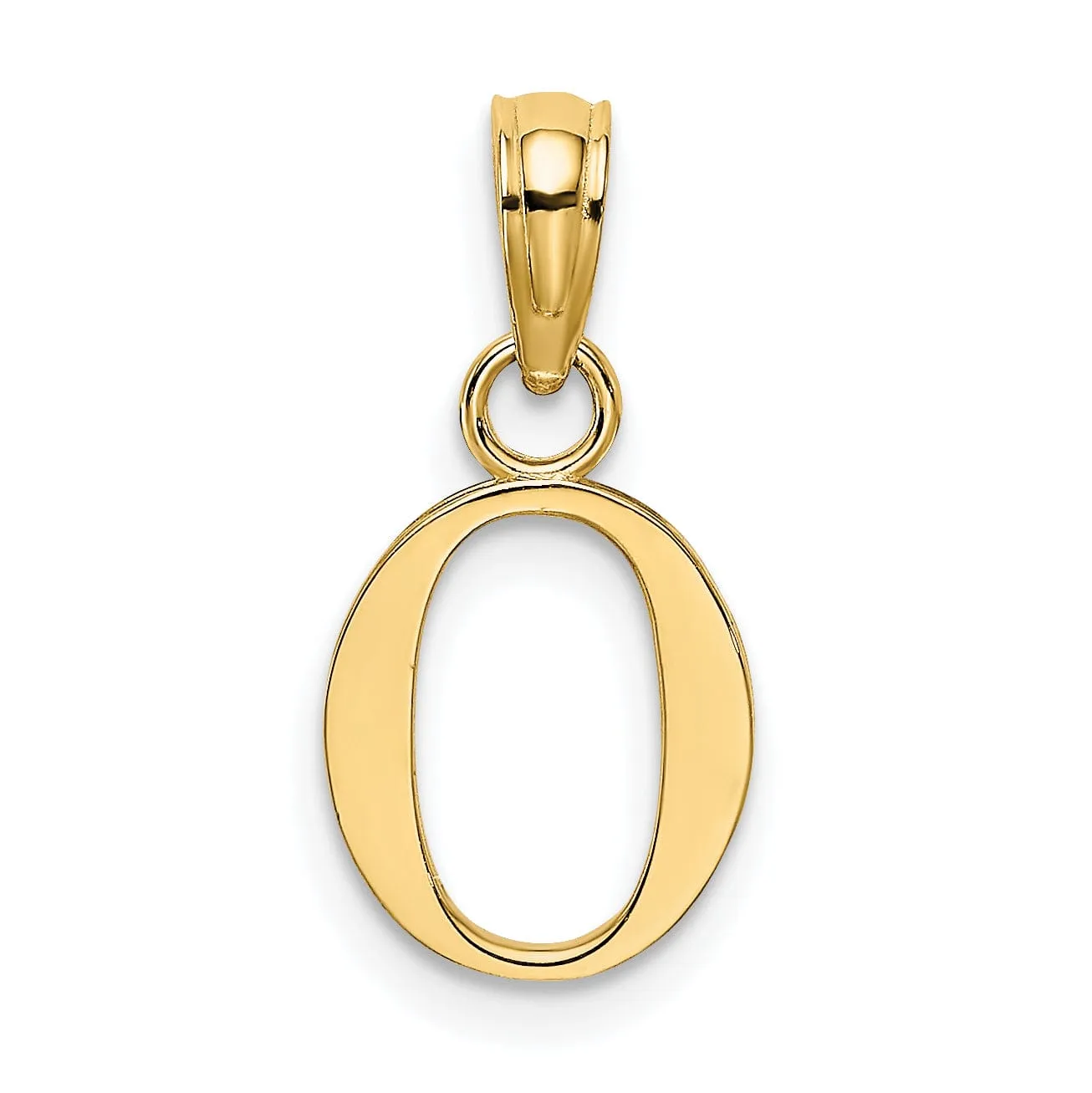 14K Yellow Gold Block Design Small Letter O Initial Charm Pendant