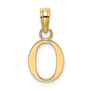 14K Yellow Gold Block Design Small Letter O Initial Charm Pendant