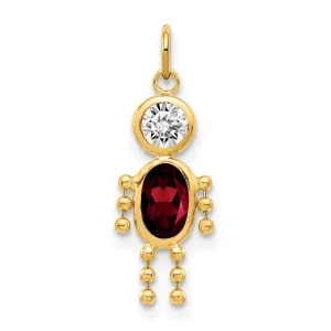 14k Yellow Gold January Boy Gemstone Charm