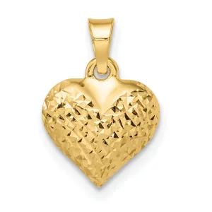 14k Yellow Gold Polished D.C Puffed Heart Design Pendant