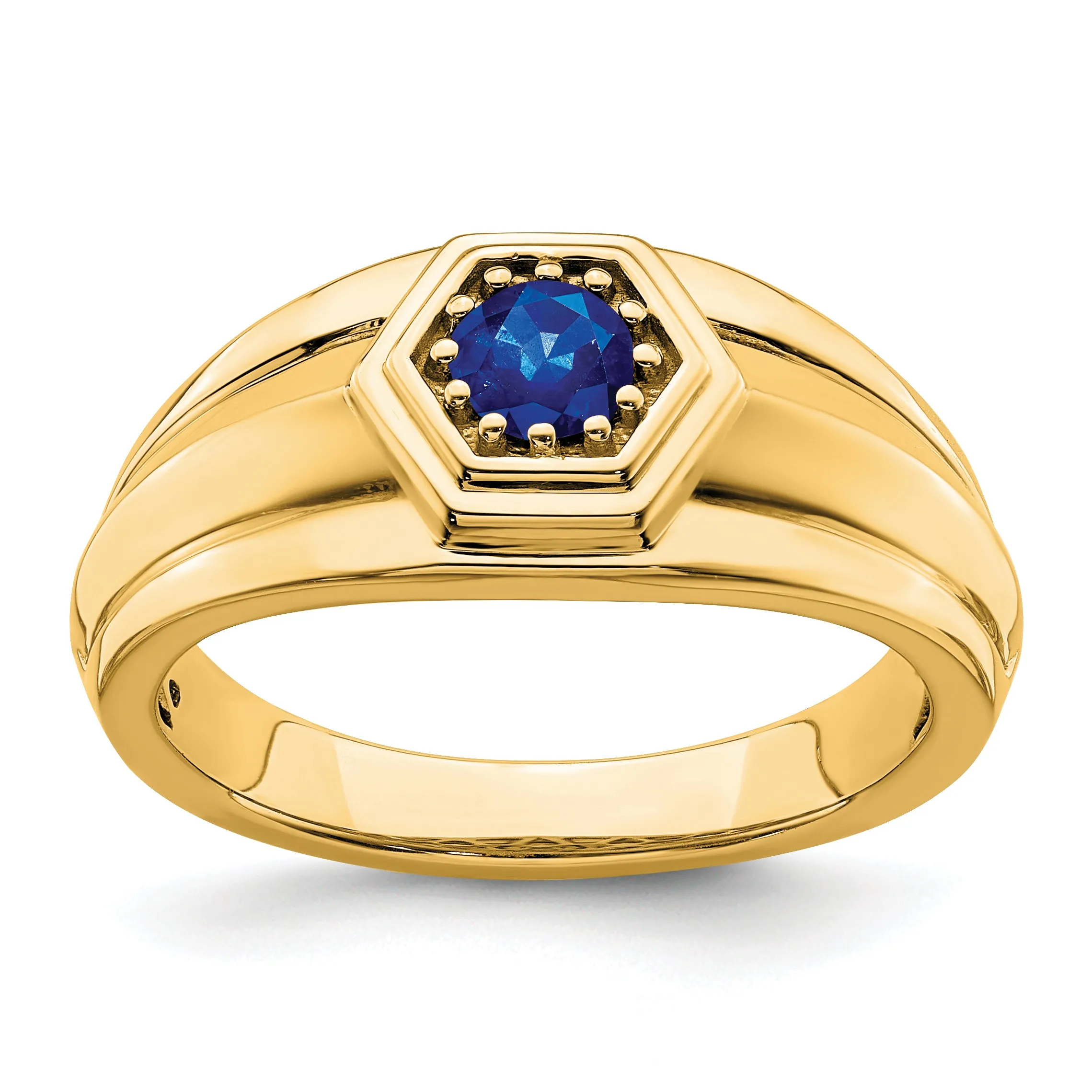 14k Yellow Gold Sapphire Mens Ring