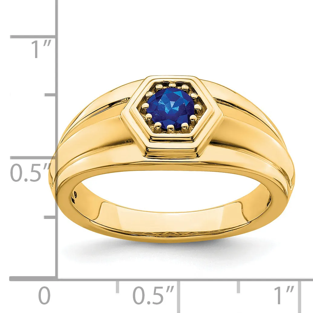 14k Yellow Gold Sapphire Mens Ring