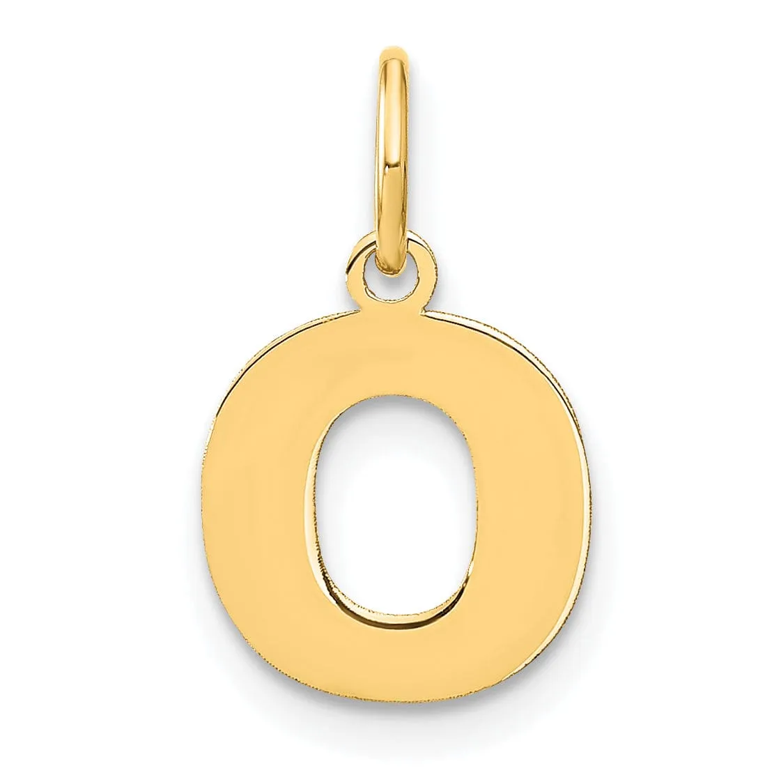 14k Yellow Gold  Small Size Letter O Initial Block Pendant