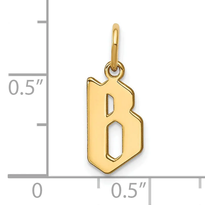 14K Yellow Gold Upper Case Letter B Initial Charm Pendant