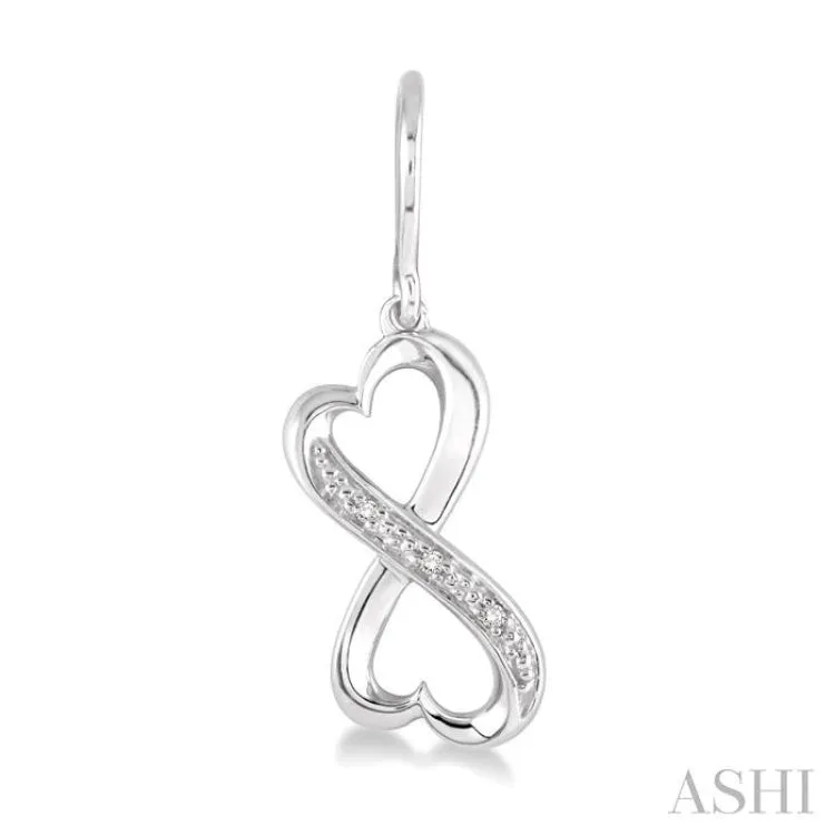 1/50 Ctw Heart Shape Round Cut Diamond Infinity Earrings in Sterling Silver