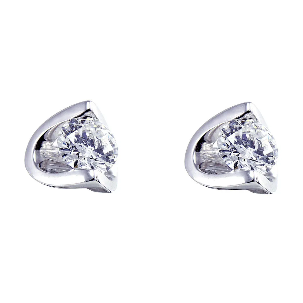 18ct White Gold Round Brilliant Cut Diamond Eclipse Stud Earrings