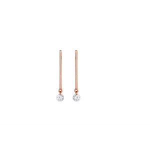 18K Rose Gold Dangle Drill Through Diamond Earrings