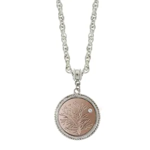 1928 Jewelry Rose Gold Tone Tree Of Life Euro Crystal Pendant Necklace 16"   3" Extender