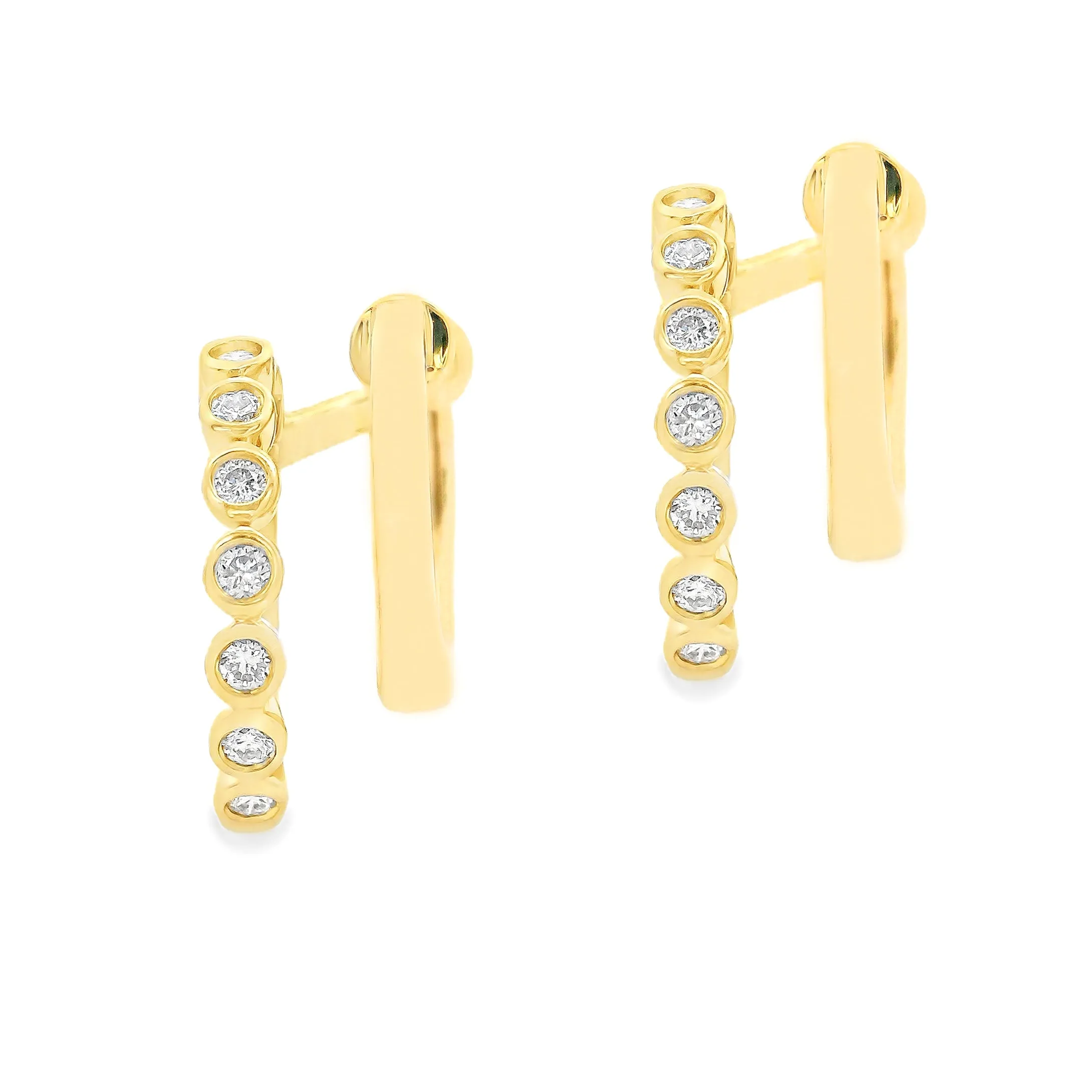 .20ct 14k Yellow Gold Diamond Double Hoop Earrings