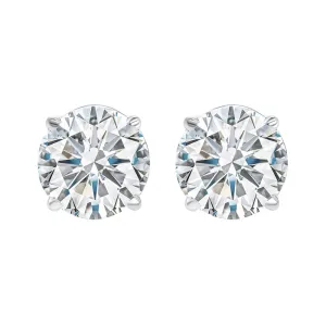 3.61 Ctw Round Brilliant Cut Diamond Stud Earrings, H, VS2