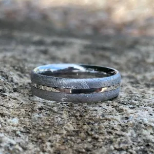 6mm Wide Gibeon Meteorite Wedding Band, Custom Mens Meteorite Ring