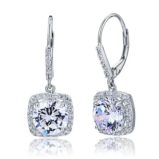 925 Sterling Silver Bridal Wedding Earrings Brilliant Created Diamond XFE8122