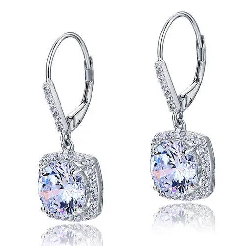 925 Sterling Silver Bridal Wedding Earrings Brilliant Created Diamond XFE8122