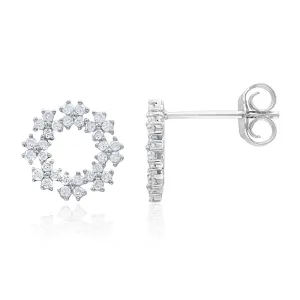 9ct White Gold Diamond Stud With 64 Brilliant Diamonds