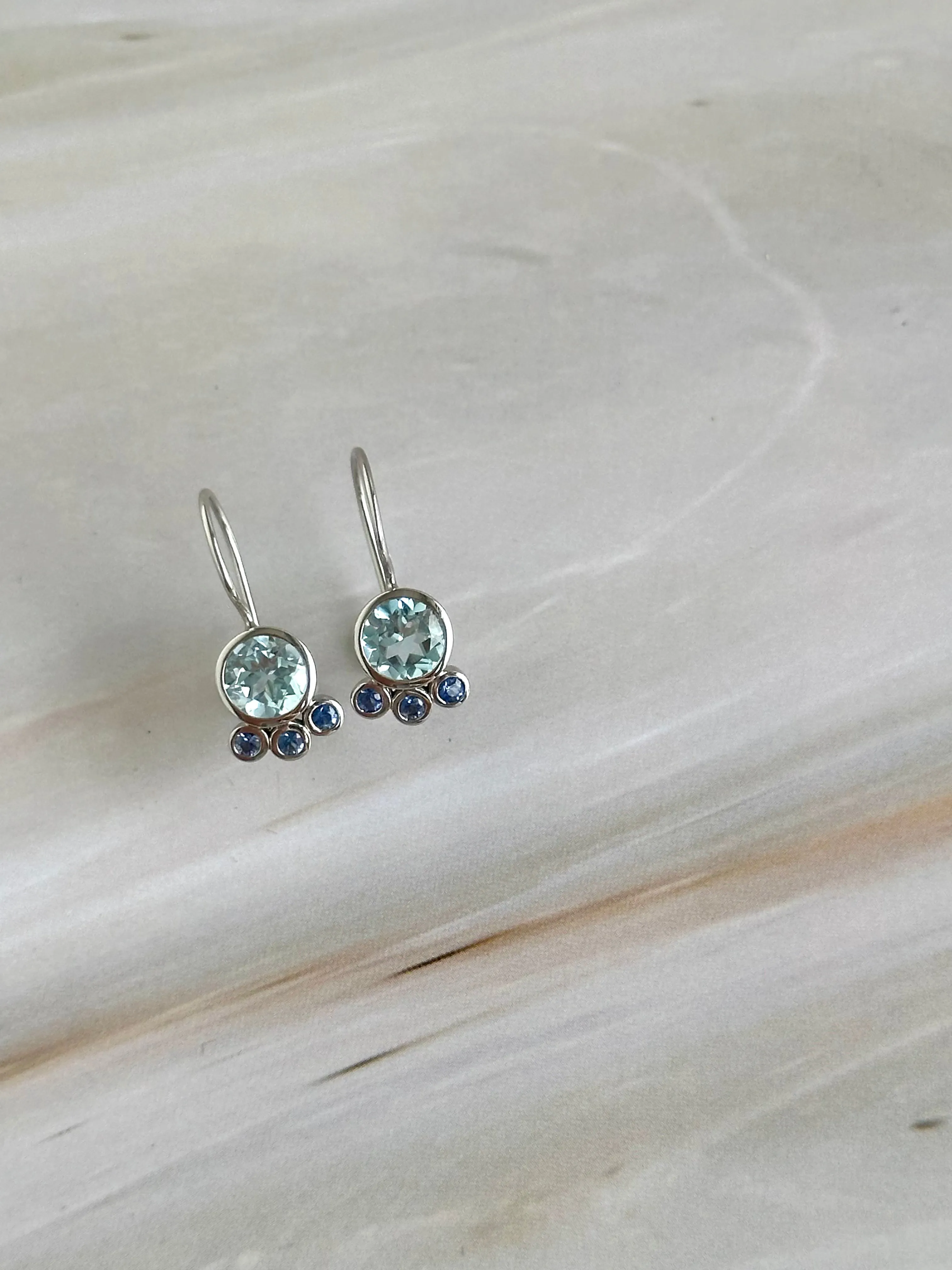 9ct White Gold Topaz and Aquamarine Earrings