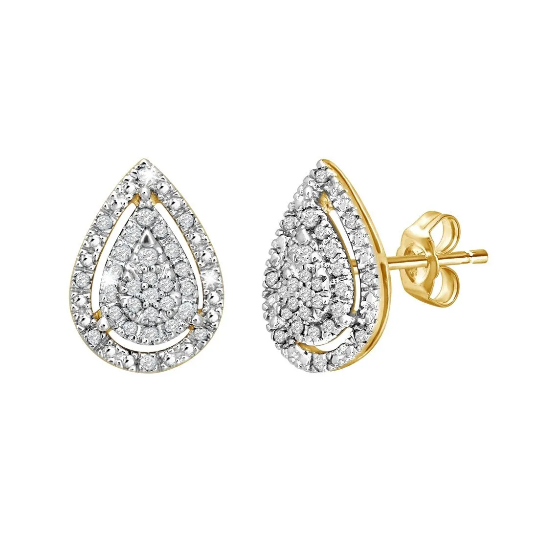 9ct Yellow Gold 0.10ct Diamond Pear Shape Stud Earrings