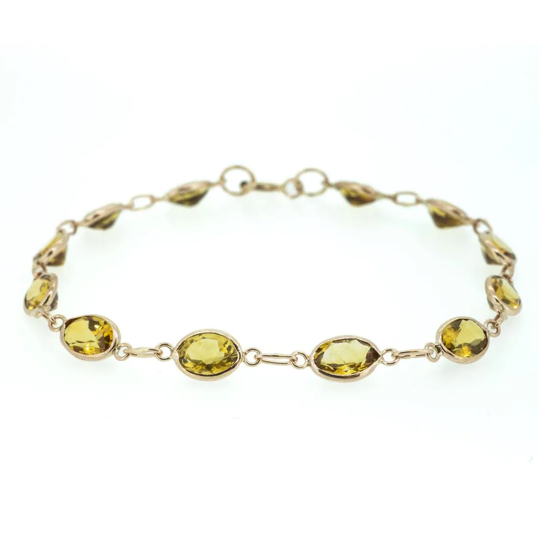 9ct Yellow Gold Bezel Set Citrine Bracelet