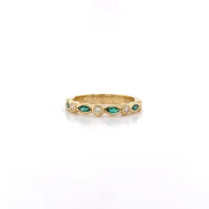 9ct Yellow Gold Emerald & Diamond Ring