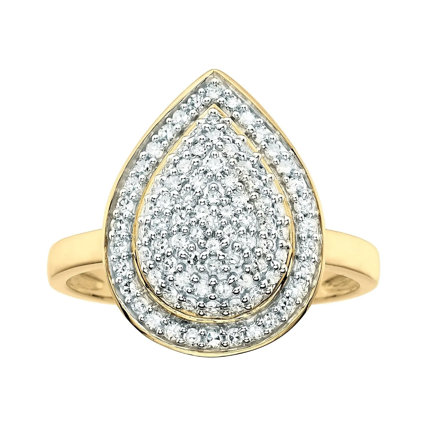 9ct Yellow Gold Round Cut 0.50 Carat tw Diamond Ring