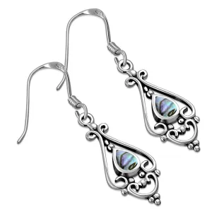 Abalone Shell Drop Silver Earrings