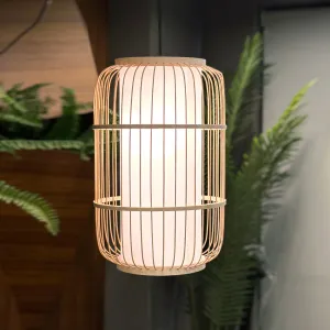 ANKUR NIVA NATURAL BAMBOO CANE AND FABRIC PENDANT LIGHT