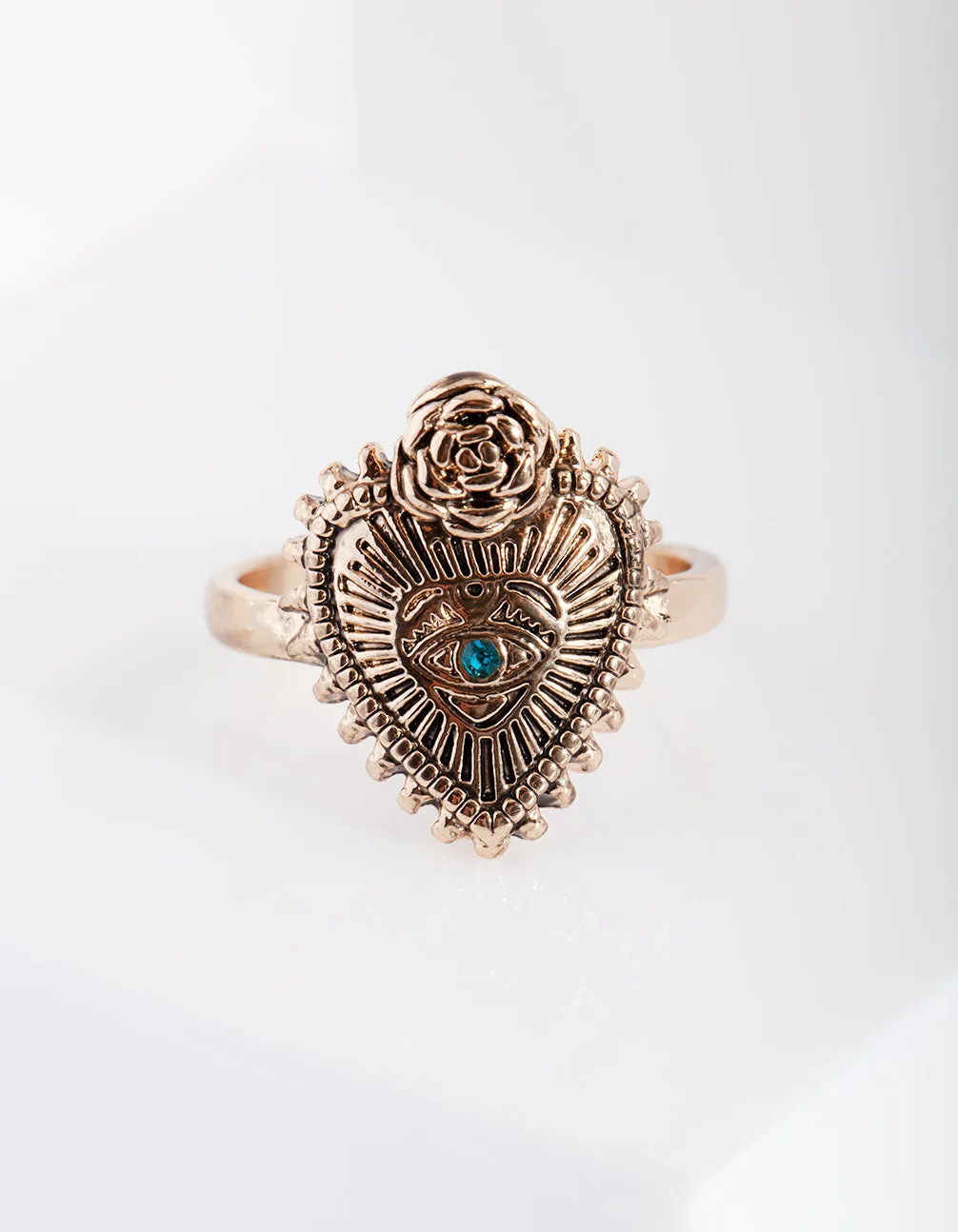 Antique Gold Spiked Heart Ring