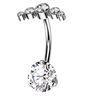 Arch Clear CZ Top Titanium Threadless Belly Button Ring