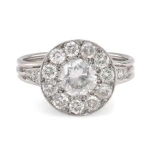 Art Deco Diamond Platinum Cluster Ring