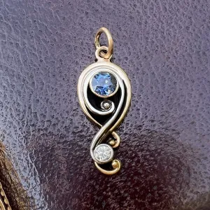 Art Nouveau Sapphire & Diamond Question Mark Pendant