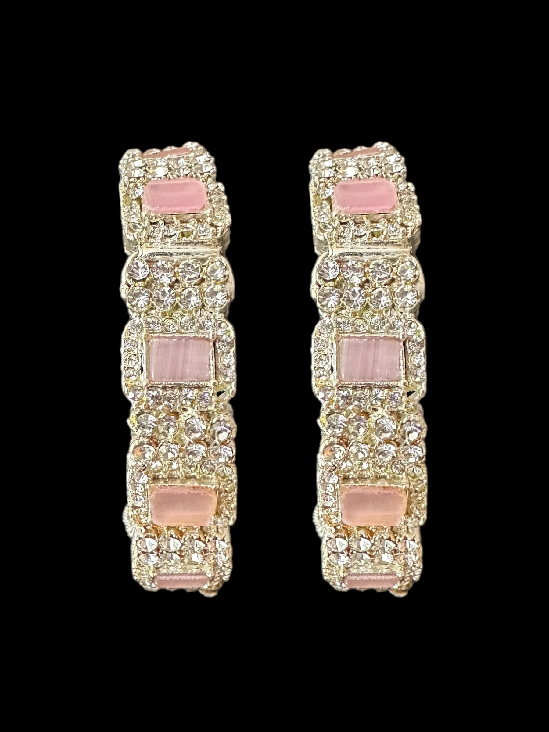 B187 Anisa bangles -pink , silver plated ( READY TO SHIP)