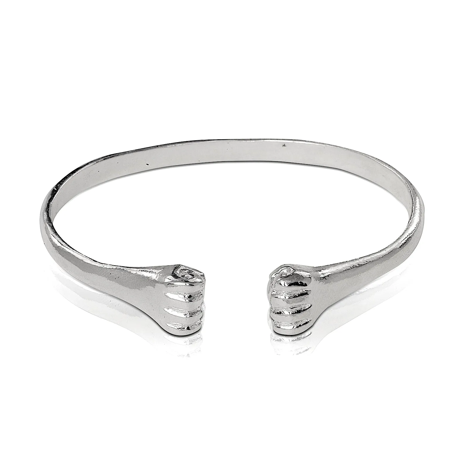 Better Jewelry .925 Sterling Silver Flat Fists Ends Bangle, 1 piece