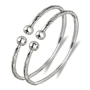 Better Jewelry Elegant Ball .925 Sterling Silver West Indian Bangles, 1 pair