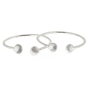 Better Jewelry Sea Shell .925 Sterling Silver West Indian Bangles, 1 pair