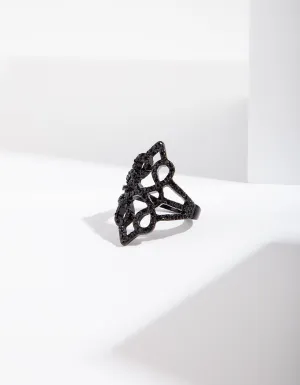 Black Diamante Filigree Ring